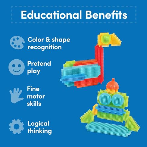 باتات - كتل ذات شعيرات - مكعبات بناء متشابكة من STEM - مجموعة لعب 50 قطعة - ألعاب تنموية للأطفال الصغار والأطفال - دلو البناء الأساسي - سنتان + in Kuwait