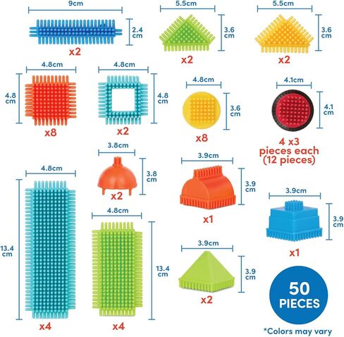 باتات - كتل ذات شعيرات - مكعبات بناء متشابكة من STEM - مجموعة لعب 50 قطعة - ألعاب تنموية للأطفال الصغار والأطفال - دلو البناء الأساسي - سنتان + in Kuwait