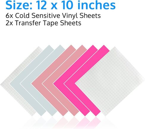 OFFNOVA Cold Color Changing Vinyl Permanent Adhesive Vinyl for Cricut, 3 Colors-12" x 12" Vinyl Sheets +2 Transfer Tape Sheets Sensitive to Cold Vinyl for Stickers Decals Cups Water Bottles in Saudi Arabia