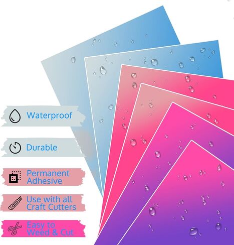 OFFNOVA Cold Color Changing Vinyl Permanent Adhesive Vinyl for Cricut, 3 Colors-12" x 12" Vinyl Sheets +2 Transfer Tape Sheets Sensitive to Cold Vinyl for Stickers Decals Cups Water Bottles in Saudi Arabia