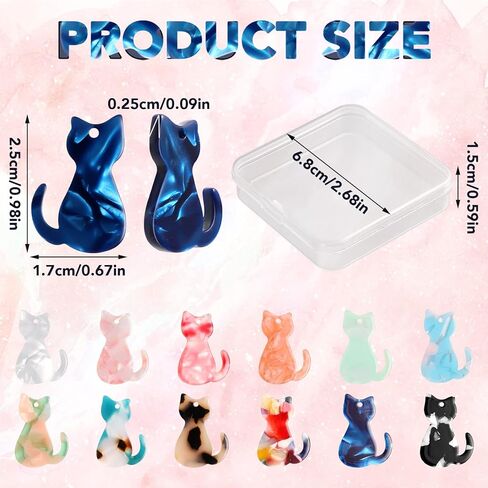 24 Pcs Cat Charms for Jewelry Making,Cute Animal Charms for Craft Lovers and Handmade Beginners DIY Earrings Necklaces and Making Cat Craft(Polychromatic,0.98X0.67X0.09 Inch) in Kuwait