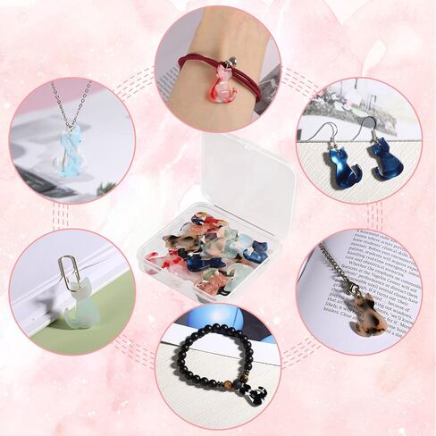 24 Pcs Cat Charms for Jewelry Making,Cute Animal Charms for Craft Lovers and Handmade Beginners DIY Earrings Necklaces and Making Cat Craft(Polychromatic,0.98X0.67X0.09 Inch) in Kuwait