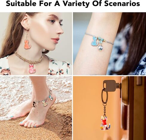 24 Pcs Cat Charms for Jewelry Making,Cute Animal Charms for Craft Lovers and Handmade Beginners DIY Earrings Necklaces and Making Cat Craft(Polychromatic,0.98X0.67X0.09 Inch) in Kuwait