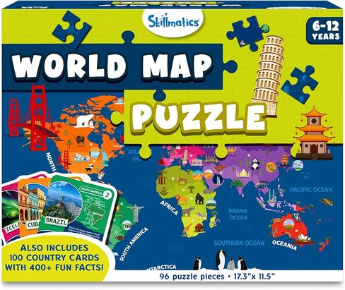 Skillmatics United States Map Puzzle - 75 Piece Jigsaw Puzzle, Educational Toy, Geography for Kids, 250+ Facts About The States of America, Gifts for Boys & Girls Ages 6 to 12 in Kuwait