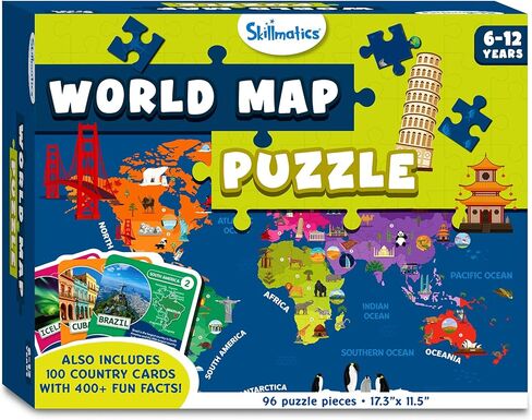 Skillmatics United States Map Puzzle - 75 Piece Jigsaw Puzzle, Educational Toy, Geography for Kids, 250+ Facts About The States of America, Gifts for Boys & Girls Ages 6 to 12 in Kuwait