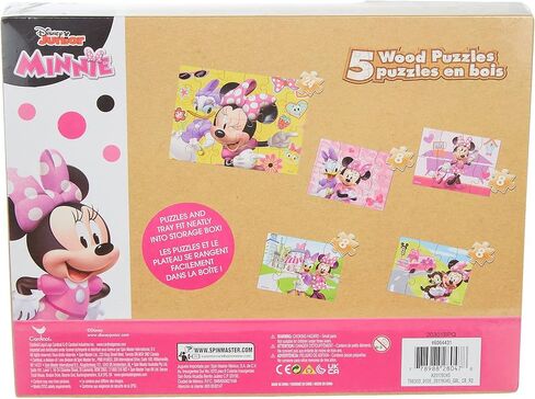 Disney Minnie Mouse 5 Wood Jigsaw Puzzles in Wood Storage Box in Saudi Arabia