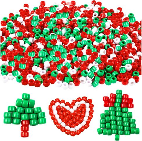 ويستن فلا 1000 قطعة من خرز بوني للكريسماس، خرز بلاستيكي للحرف اليدوية متنوعة غير شفافة لتزيين المنزل والحرف اليدوية (3 الوان) in Kuwait