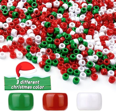 ويستن فلا 1000 قطعة من خرز بوني للكريسماس، خرز بلاستيكي للحرف اليدوية متنوعة غير شفافة لتزيين المنزل والحرف اليدوية (3 الوان) in Kuwait