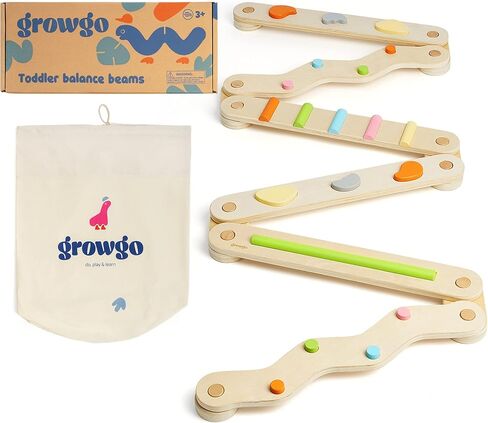 GROWGO Montessori Toddler Balance Beam for Kids 3-5 - Set of 6 Wooden Balance Beam for Toddlers 3+, Indoor Balance Logs Hard Balance Beam, Montessori Furnitures, Wooden Balance Toys Kids Balance Beam in Kuwait