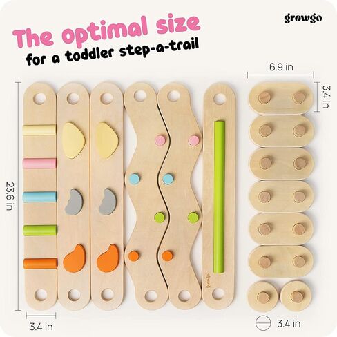 GROWGO Montessori Toddler Balance Beam for Kids 3-5 - Set of 6 Wooden Balance Beam for Toddlers 3+, Indoor Balance Logs Hard Balance Beam, Montessori Furnitures, Wooden Balance Toys Kids Balance Beam in Kuwait