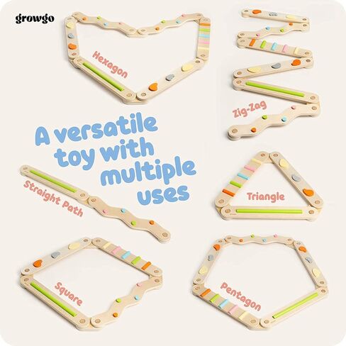 GROWGO Montessori Toddler Balance Beam for Kids 3-5 - Set of 6 Wooden Balance Beam for Toddlers 3+, Indoor Balance Logs Hard Balance Beam, Montessori Furnitures, Wooden Balance Toys Kids Balance Beam in Kuwait