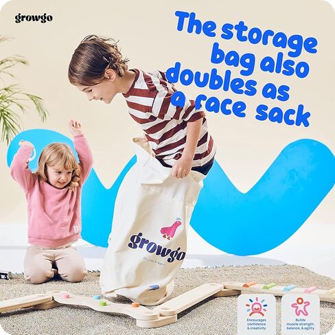 GROWGO Montessori Toddler Balance Beam for Kids 3-5 - Set of 6 Wooden Balance Beam for Toddlers 3+, Indoor Balance Logs Hard Balance Beam, Montessori Furnitures, Wooden Balance Toys Kids Balance Beam in Kuwait