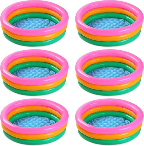 6 Pack Kiddie Pool for Toddler 34 x 10 Inch Inflatable Kids Swimming Pool Small Baby Pool Blow up 3 Rings Round Baby Padding Pool for Indoor and Outdoor Water Game Play Center (Bright Style) in Saudi Arabia