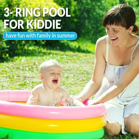 6 Pack Kiddie Pool for Toddler 34 x 10 Inch Inflatable Kids Swimming Pool Small Baby Pool Blow up 3 Rings Round Baby Padding Pool for Indoor and Outdoor Water Game Play Center (Bright Style) in Saudi Arabia