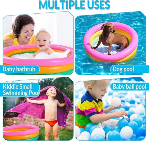 6 Pack Kiddie Pool for Toddler 34 x 10 Inch Inflatable Kids Swimming Pool Small Baby Pool Blow up 3 Rings Round Baby Padding Pool for Indoor and Outdoor Water Game Play Center (Bright Style) in Saudi Arabia