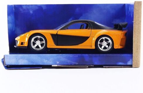 جادا تويز نموذج سيارة مازدا RX-7 RHD باللون البرتقالي المعدني والاسود من فيلم فاست اند فيوريوس 1/32 من هانز in Saudi Arabia