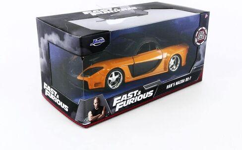 جادا تويز نموذج سيارة مازدا RX-7 RHD باللون البرتقالي المعدني والاسود من فيلم فاست اند فيوريوس 1/32 من هانز in Saudi Arabia