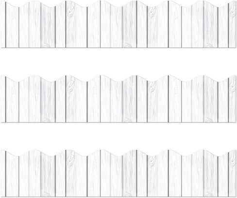 حواف خشبية بيضاء - ملصقات حدود الاعلانات، 50 قدم، حدود ديكور العودة الى المدرسة للوحة الاعلانات/ زخرفة اللوحة السوداء، استخدام المعلم / الطلاب لتزيين الفصول الدراسية/المدرسة in Kuwait