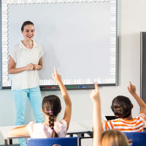 حواف خشبية بيضاء - ملصقات حدود الاعلانات، 50 قدم، حدود ديكور العودة الى المدرسة للوحة الاعلانات/ زخرفة اللوحة السوداء، استخدام المعلم / الطلاب لتزيين الفصول الدراسية/المدرسة in Kuwait