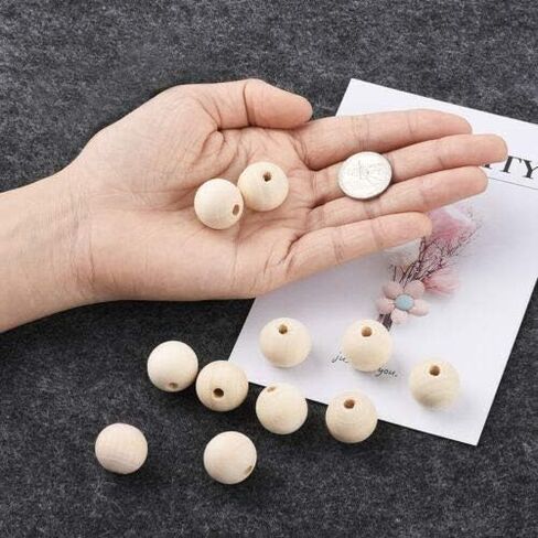 300Pcs 8mm Wooden Spacer Beads - Round Unfinished Natural Wood Loose Beads in Kuwait