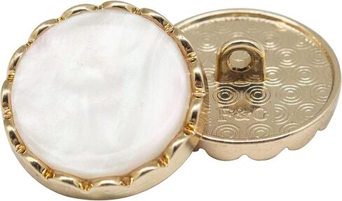 اف اند جي مجموعة ازرار بليزر مكونة من 14 قطعة مكونة من مادتين لخياطة المعاطف والبدلات والبليزر بمقاس 21 ملم و15 ملم (ذهبي + ابيض) in Kuwait