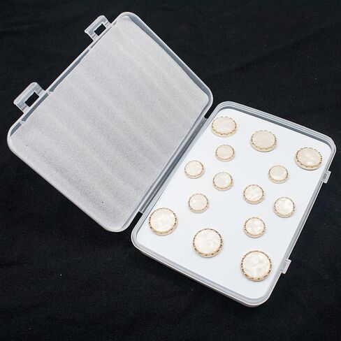 اف اند جي مجموعة ازرار بليزر مكونة من 14 قطعة مكونة من مادتين لخياطة المعاطف والبدلات والبليزر بمقاس 21 ملم و15 ملم (ذهبي + ابيض) in Kuwait