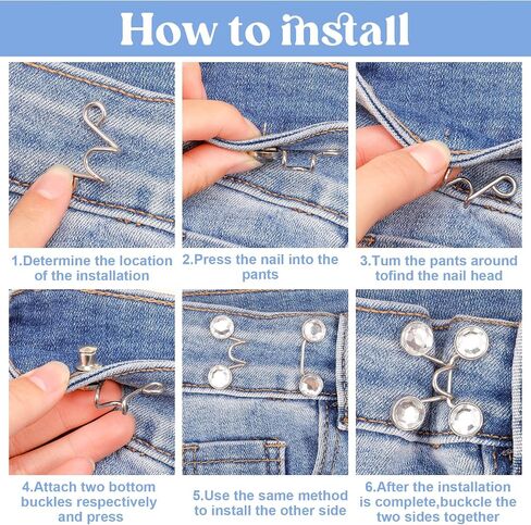 XINRUI Pant Waist Tightener Adjustable Jean Buttons Pearl Brooch Pins for Loose Jeans… in Kuwait