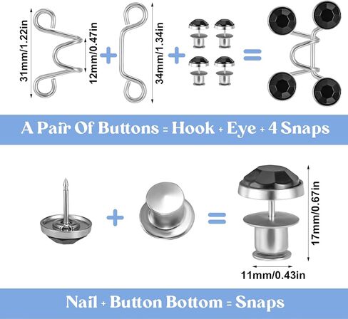 XINRUI Pant Waist Tightener Adjustable Jean Buttons Pearl Brooch Pins for Loose Jeans… in Kuwait