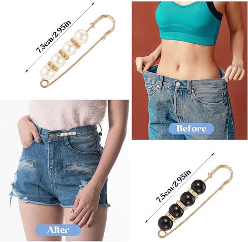 XINRUI Pant Waist Tightener Adjustable Jean Buttons Pearl Brooch Pins for Loose Jeans… in Kuwait