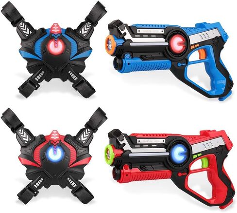 كيدبال بطاقة ليزر للاولاد من سن 8-12 سنة، مسدسات ليزر مع سترة للاعبين، مسدسات ليزر للاطفال الاولاد من سن 6 و7 و8 و9 و10 و11 و12 فما فوق، افضل خيار لعبة ليزر بالاشعة تحت الحمراء للاماكن الداخلية in Kuwait