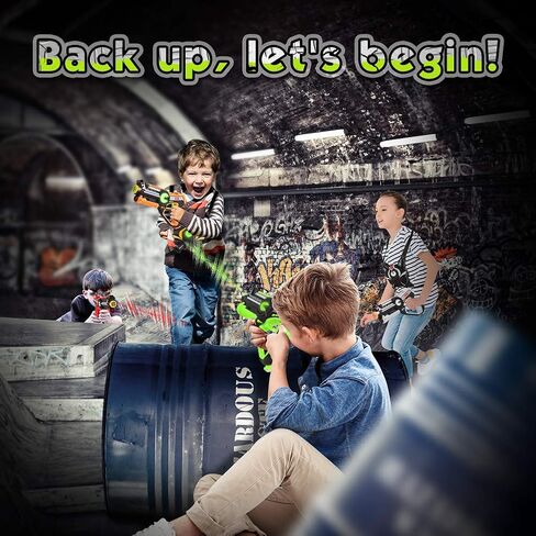 كيدبال بطاقة ليزر للاولاد من سن 8-12 سنة، مسدسات ليزر مع سترة للاعبين، مسدسات ليزر للاطفال الاولاد من سن 6 و7 و8 و9 و10 و11 و12 فما فوق، افضل خيار لعبة ليزر بالاشعة تحت الحمراء للاماكن الداخلية in Kuwait