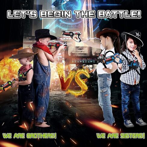 كيدبال بطاقة ليزر للاولاد من سن 8-12 سنة، مسدسات ليزر مع سترة للاعبين، مسدسات ليزر للاطفال الاولاد من سن 6 و7 و8 و9 و10 و11 و12 فما فوق، افضل خيار لعبة ليزر بالاشعة تحت الحمراء للاماكن الداخلية in Kuwait