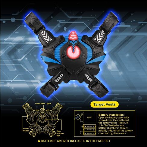 كيدبال بطاقة ليزر للاولاد من سن 8-12 سنة، مسدسات ليزر مع سترة للاعبين، مسدسات ليزر للاطفال الاولاد من سن 6 و7 و8 و9 و10 و11 و12 فما فوق، افضل خيار لعبة ليزر بالاشعة تحت الحمراء للاماكن الداخلية in Kuwait