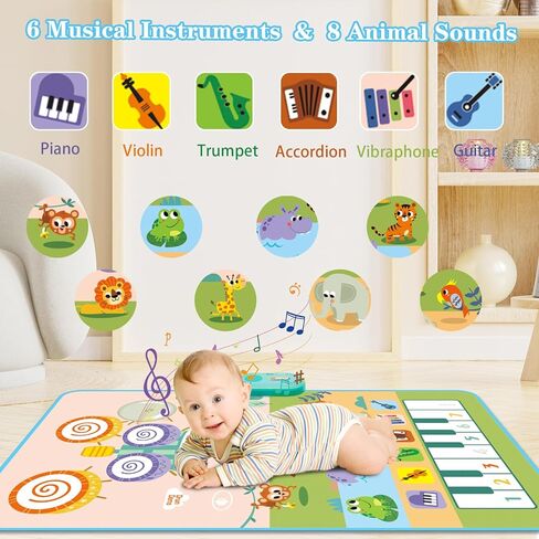 ألعاب باكو الموسيقية للأطفال الصغار 1-3، 3 في 1 ألعاب للفتيات الصغيرات البيانو والطبل، بطانية لعب تعمل باللمس مع 2 عصي، ألعاب حسية موسيقية، ألعاب تعليمية مبكرة، هدايا عيد ميلاد للأولاد بعمر سنة واحدة in Kuwait