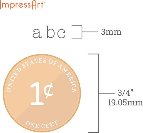 ImpressArt - مجموعة حروف معدنية صغيرة مقاس 3 مم للآلة الكاتبة الأساسية للنقش والختم والمجوهرات المصنوعة يدويًا in Kuwait