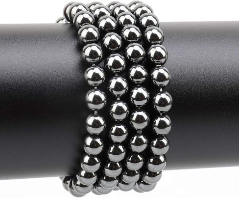 LPBeads 100 قطعة 8 مللي متر حبات الهيماتيت الطبيعية الأحجار الكريمة خرز مستدير فضفاض لصنع المجوهرات بحبل مطاطي كريستالي in Kuwait