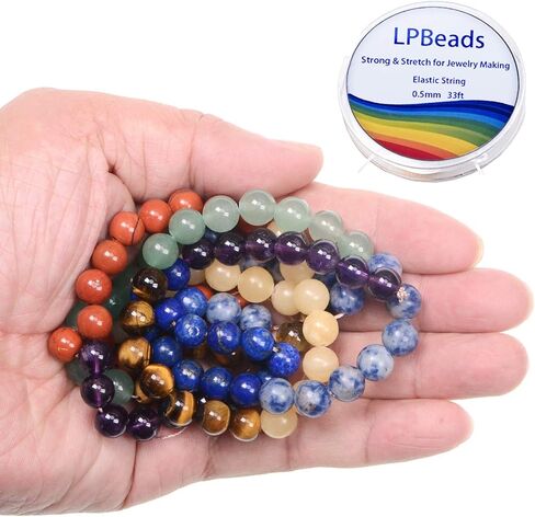 LPBeads 100 قطعة 8 مللي متر حبات الهيماتيت الطبيعية الأحجار الكريمة خرز مستدير فضفاض لصنع المجوهرات بحبل مطاطي كريستالي in Kuwait