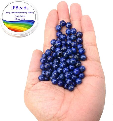 LPBeads 100 قطعة 8 مللي متر حبات الهيماتيت الطبيعية الأحجار الكريمة خرز مستدير فضفاض لصنع المجوهرات بحبل مطاطي كريستالي in Kuwait