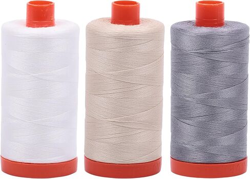 Bundle of Aurifil 50wt Egyptian Cotton Thread, Large 1422 Yard Spools, with and Without Aurifil Empty Thread Case 12 Spool Capacity (3 Spool Bundles, 2021 2250 2730) in Kuwait