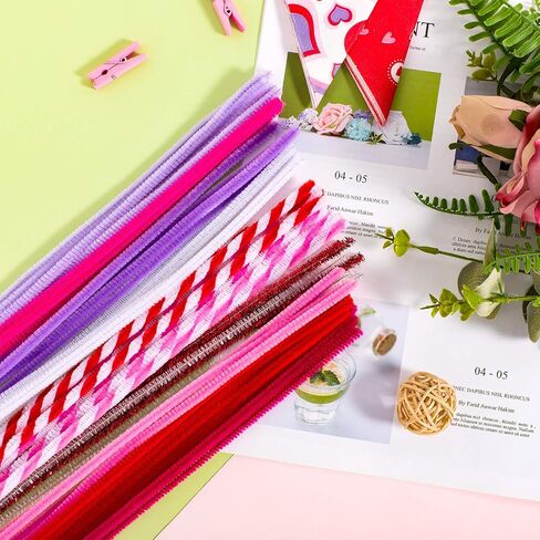 Whaline 500Pcs Valentine's Day Pipe Cleaners Set, Including 160Pcs Craft Chenille Stems, 180Pcs Multi Sized Wiggle Eyes and 160Pcs Multi Sized Pompoms for Valentine Craft Party DIY Art Supplies in Saudi Arabia