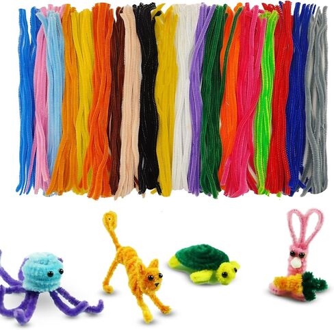 CRAFTUS 200Pcs Pipe Cleaners 20 Assorted Colors, 12 inch Long Fuzzy Craft Pipe Cleaners for DIY Art & Craft Supplies, Chenille Stems for Kids Creative Craft Decorations in Saudi Arabia
