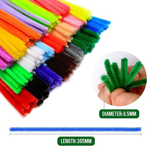 CRAFTUS 200Pcs Pipe Cleaners 20 Assorted Colors, 12 inch Long Fuzzy Craft Pipe Cleaners for DIY Art & Craft Supplies, Chenille Stems for Kids Creative Craft Decorations in Saudi Arabia