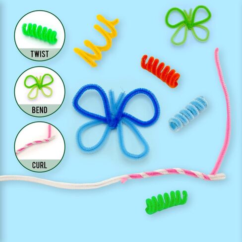 CRAFTUS 200Pcs Pipe Cleaners 20 Assorted Colors, 12 inch Long Fuzzy Craft Pipe Cleaners for DIY Art & Craft Supplies, Chenille Stems for Kids Creative Craft Decorations in Saudi Arabia