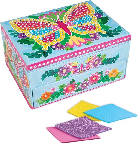 صندوق مجوهرات على شكل فراشة من ذا أورب فاكتوري، أزرق/وردي/أرجواني/أصفر، 8.26 × 4.37 × 6.37 in Kuwait