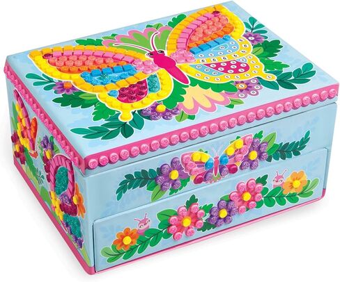 صندوق مجوهرات على شكل فراشة من ذا أورب فاكتوري، أزرق/وردي/أرجواني/أصفر، 8.26 × 4.37 × 6.37 in Kuwait