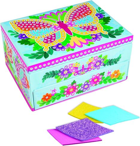 صندوق مجوهرات على شكل فراشة من ذا أورب فاكتوري، أزرق/وردي/أرجواني/أصفر، 8.26 × 4.37 × 6.37 in Kuwait