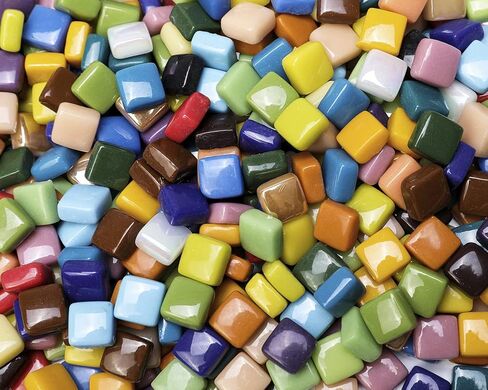 Lanyani 2.2 Pound Great Value Pack Glass Mosaic Tiles Bulk for DIY Crafts, Various Bright Solid Color Mosaic Pieces Tiles Supplies for DIY Crafting Iridescent Mosaic Glass Pieces in Kuwait
