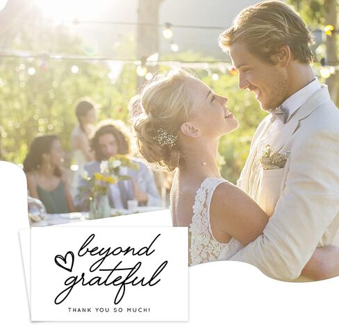 بطاقات شكر - حزمة من 50، 2.1 × 3.5 بوصة، خلفية بيضاء فارغة، أبيض وأسود، أبعد من بطاقات الشكر بالامتنان - بطاقات للعمل، وحفلات الزفاف، وحفلات الزفاف وحفلات استقبال المولود الجديد، وحفلات أعياد الميلاد أو للتعبير عن الامتنان in Kuwait