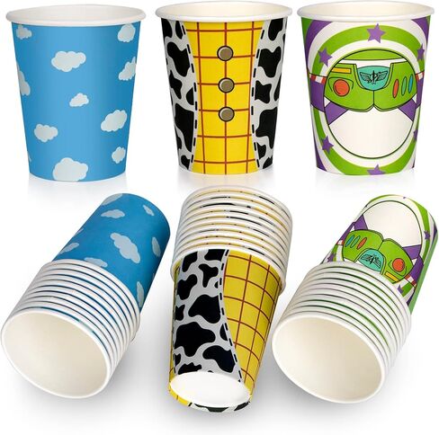 30 قطعة من الاكواب الورقية لحفلات اعياد الميلاد المستوحاة من توي ستوري سعة 9 اونصة، لعبة مستوحاة من القصة، لوازم حفلات اعياد الميلاد للاطفال، لوازم حفلات اعياد الميلاد in Kuwait