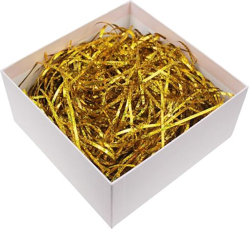 250 Grams Shiny Iridescent Film PP Hamper Shreds & Strands Shredded Crinkle Confetti for DIY Gift Wrapping & Basket Filling (Blue) in Kuwait